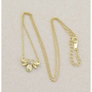 Gold Over Sterling Silver Bee Necklace 15 1/2" to 18" Minimalist